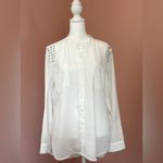 Chico's white button-down blouse with rhinestone bling glam Christmas party top 1 Photo 5