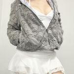 Gray fur zip up hoodie Photo 0
