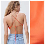 ZARA  ORANGE SATIN TIE BACK CROPPED BLOUSE Photo 2