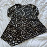 Vintage 90s Black Gold Leopard Blouse 3/4 Sleeve Womens Size Medium Flowy Long Photo 6