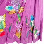 Indygo Artwear Womens Tropical 100% Silk Hand Painted Glittery Floral Maxi Skirt Purple Size L Photo 2