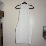 Quince White Mockneck Halter Ribbed Knit Mini Dress Bodycon Sleeveless Medium Photo 3