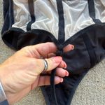 Victoria's Secret  36D Very Sexy Applique Velvet Mesh Thong Bodysuit Black Nude Photo 4