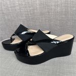 Calvin Klein  Black Patent Wedge Sandals Photo 6