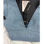 Pretty Little Thing Blue Light Wash Flared Sleeve Denim Crop Top Size 0 Flutter Photo 2