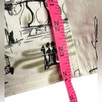 Susan Graver  White Jacket Shirt w/Black Sketch Art, Rhinestone Buttons. Size Lrg Photo 5