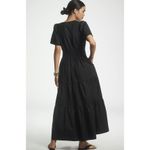 Anthropologie  Maeve Poplin Cotton Somerset Maxi Dress Black Size Large Photo 2