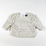 Lulus Fringe Tassel Textured Embroidered Gold Metallic Cropped Blouse Shirt Top Photo 0