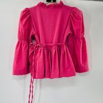 NEW byTiMo Bubble Wrap Crinkled Puffed Shoulder Blouse Pink Med Peasant Coquette Photo 7