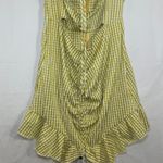 Pretty Little Thing NWT Gingham Cutout Ruched Dress - Size 12 - Chartreuse Photo 2