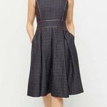 J.Crew Navy Sleeveless  Pleated Full-skirt Jacquard Dress in Size 6 Photo 0
