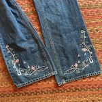 Y2K BUTTON FRONT LOW RISE BUTTERFLY JEANS Blue Size 28 Photo 4
