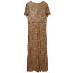 Mac Duggal NWT  Copper Sequined Wrap Over Butterfly Sleeve Draped Gown Size 18 Photo 4
