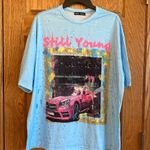 Shein Still Young Graphic Car Print Black T Shirt Mens Size M Blue Photo 0