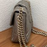 Henri Bendel  Metallic Silver Pewter Quilted Chain Flap Shoulder Crossbody Bag Photo 4