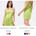 Terez NWT  Green Satin 2-Piece Loungewear Set PullOn Shorts Scarf Tank Top Size S Photo 11