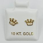 14k solid gold earrings tiny crown ❤️ Approx 7mm with cubic zirconia ❤️ screw back ❤️ aretes de corona de mujer o Niña de 14 kilates de tornillo Photo 0