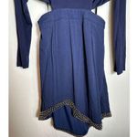 NBD  Kaia Beaded Studded Cutout Navy Blue Long Sleeve V-Neck Dress Size Small Photo 6