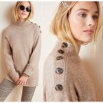 Anthropologie Tan Margarita Tunic Button Turtleneck Sweater Size Small Photo 1