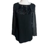 Escada Nayomie ostrich feather embellished top black Sz 32 Photo 1