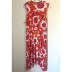 Anthropologie Anthopologie | Maeve Cleary Orange Floral Mock Neck Midi Dress Women's sz. L Photo 2