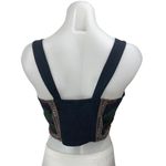 Free People  Datura Black Floral Embroidered Sleeveless Bustier Corset Crop Top S Photo 2