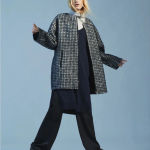 AYR  Mohair Wool Houndstooth print‎ White and Navy Coat Size Large Photo 2