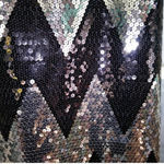 NWT BB Dakota Rhinna Sequin Chevron Tank Slip Dress Small Black Silver Bodycon Size M Photo 8