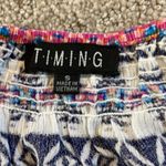 Timing Blue & White Aztec Spaghetti Strap Boho Mini Dress Photo 4