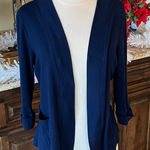 kim rogers Navy Blue Knit Comfy Open Cardigan Sweater Photo 0