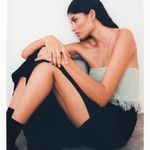 NWT Rus Fideo Top | Distressed Fringe Tube Top Pistachio Green Size M Photo 0