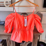 Tanya Taylor NWT Caroline Cold-Shoulder Peplum Top in Melon Size Medium Photo 0