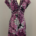 Apt. 9 Apt.‎ 9 Floral Midi Dress size XL Purple Pink Black Flower Pattern Fit & Flare Photo 0
