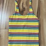 Ralph Lauren 90’s  Women Sz S Yellow Striped Tank Top Built in Shelf Bra Cotton Photo 0