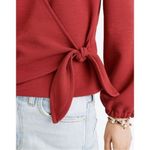 Madewell  Texture & Thread Crepe Wrap Top in Cherry Red Holiday Party Flirty M Photo 3