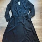 Alfani (NWT) Satin Long Sleeves V-neck Dress Size L Photo 0