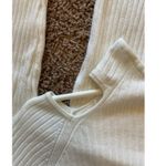 Jac Parker Ivory Cream Ribbed Cut Out Mock Neck Sweater Shirt Women Small/Medium Photo 2