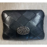 Brighton Hard Case Clutch Handbag Evening Purse Dark Gray Rhinestones Magnetic Photo 2