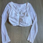 Ambiance White Long Sleeve Crop Top Size L Photo 0