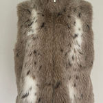 Dress Barn  Vest Faux Fur Sz Large Zip up Mock neck Boho Grunge  Photo 0