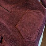 PINK - Victoria's Secret PINK 3/4 Zip‎ Sherpa jacket. Maroon Size Medium. Photo 4