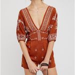 Free People  Bohemian Brown Embroidered Women's Romper xs Photo 5
