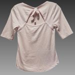 Three Dots NWT  Montauk Stripe 3/4 sleeve tee with wide neck & keyhole back‎ sz S Photo 3