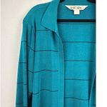 Women’s Howard Wolf Escape Size Large Dark Teal & Black Striped Long Sleeve Swea Blue Photo 1