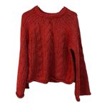 Universal Thread Women's Cable Knit Crewneck Pullover Sweater Red Photo 2