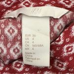 H&M  Button Front Mini Skirt Womens 4 Red White Geometric 100% Viscose Indie Boho Photo 3