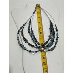 None Layered Beaded Gemstone Statement Necklace Turquoise Color Beads Blue Gunmetal Photo 5