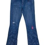 DKNY Embroidered Paint Splash Denim Flare Jeans 5 Photo 2
