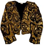 H&M TREND Black Gold Sequin Baroque Jacket w/ Shoulder Pads – Size US 4 Photo 6