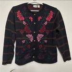 Classic Elements  Embroidered Plaid Floral Cardigan Sweater - XL Photo 0